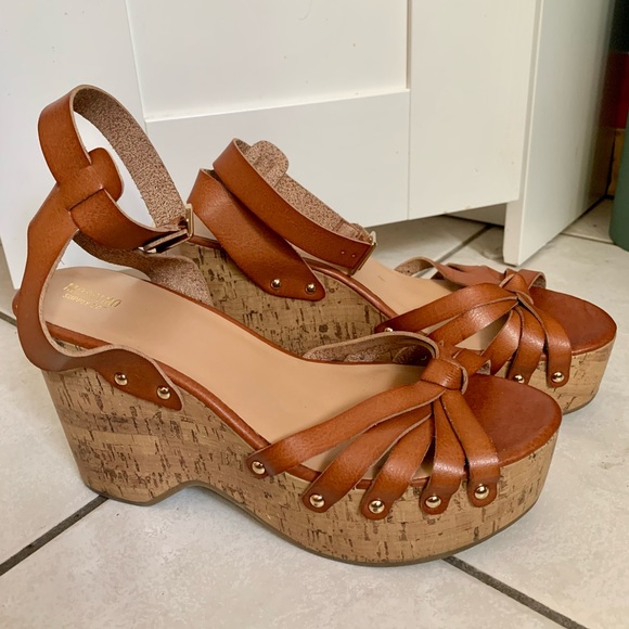 Mossimo Cognac Erie Cork Style Wedge Strappy Sandals SIZE 10 - Picture 10 of 14